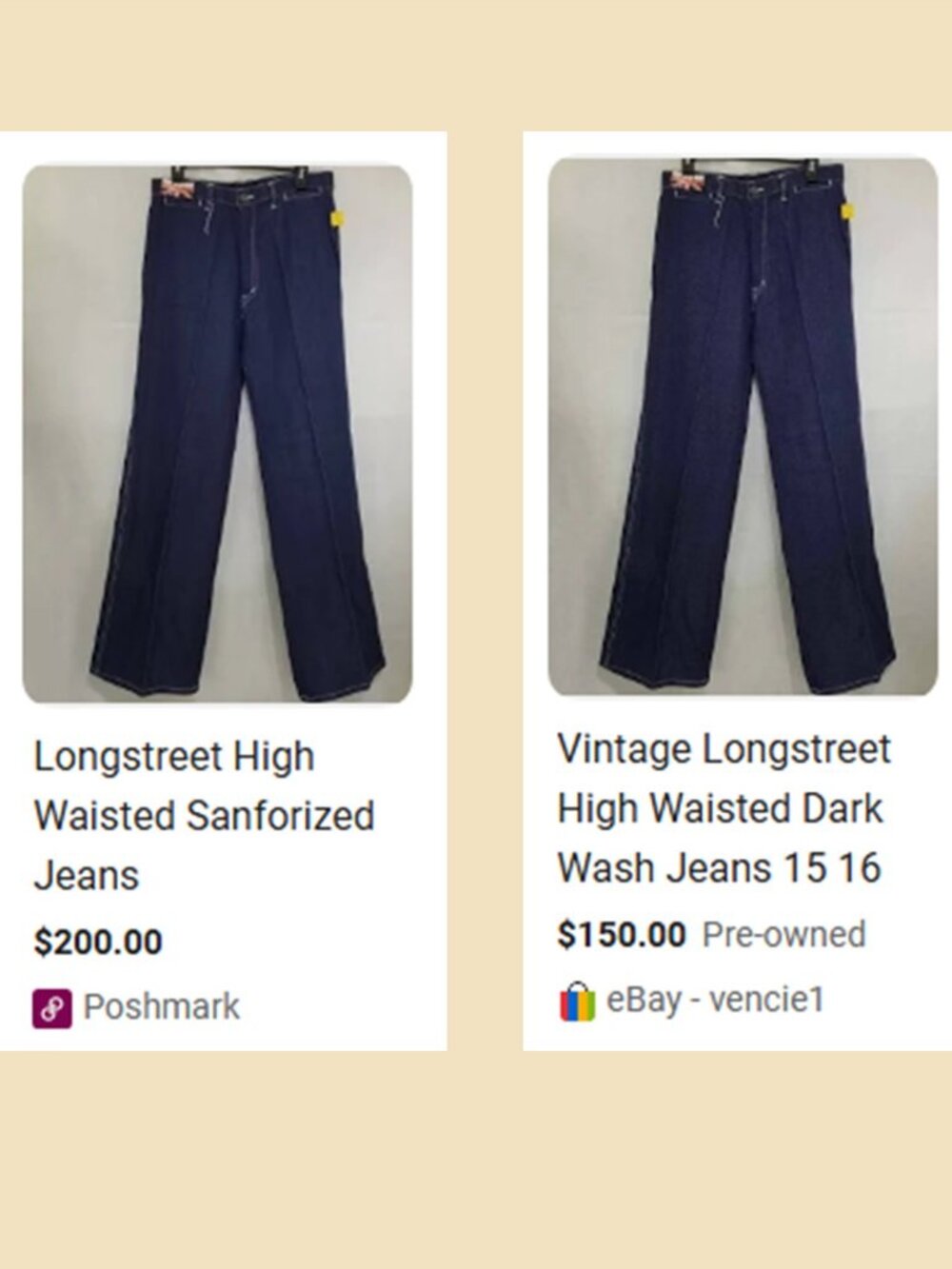VINTAGE 70's Deadstock LONGSTREET High Waisted Flare Jeans Dark Wash 🕺🪩 - Picture 15 of 15